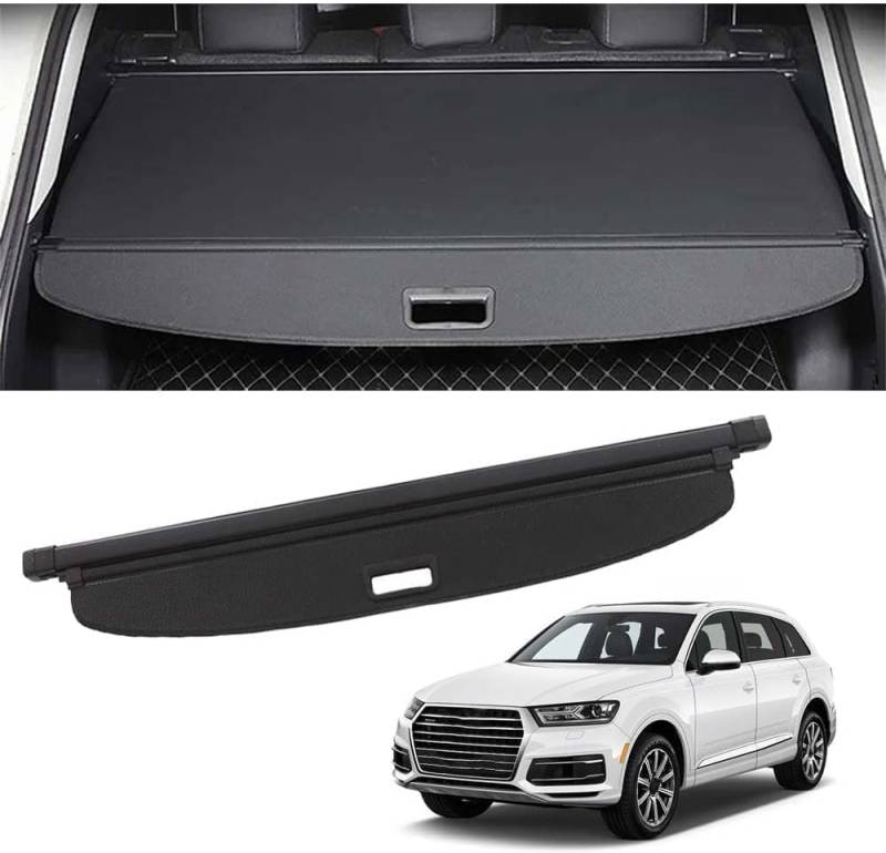 LXBSXY Auto Einziehbare Hintere Kofferraum Hutablage für Audi Q7 (Typ 4M) SUV 2016, Laderaumabdeckung Schutz Abdeckung Cargo Cover Kofferraumabdeckung Ausziehbar Rollo Zubehör von LXBSXY