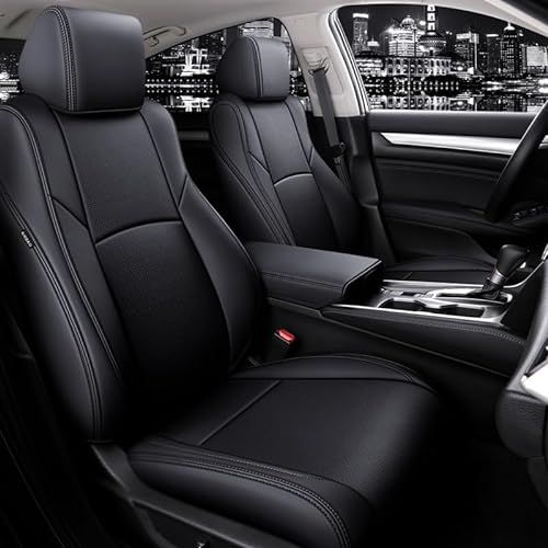 Maßgeschneidertes Auto Leder Sitzbezüge Sets für Toyota Hilux 2015-2023, Wasserdicht Leicht Zu Reinigen Atmungsaktive Rutschfester Autositzkissen Zubehör,F-Black von LXBSXY