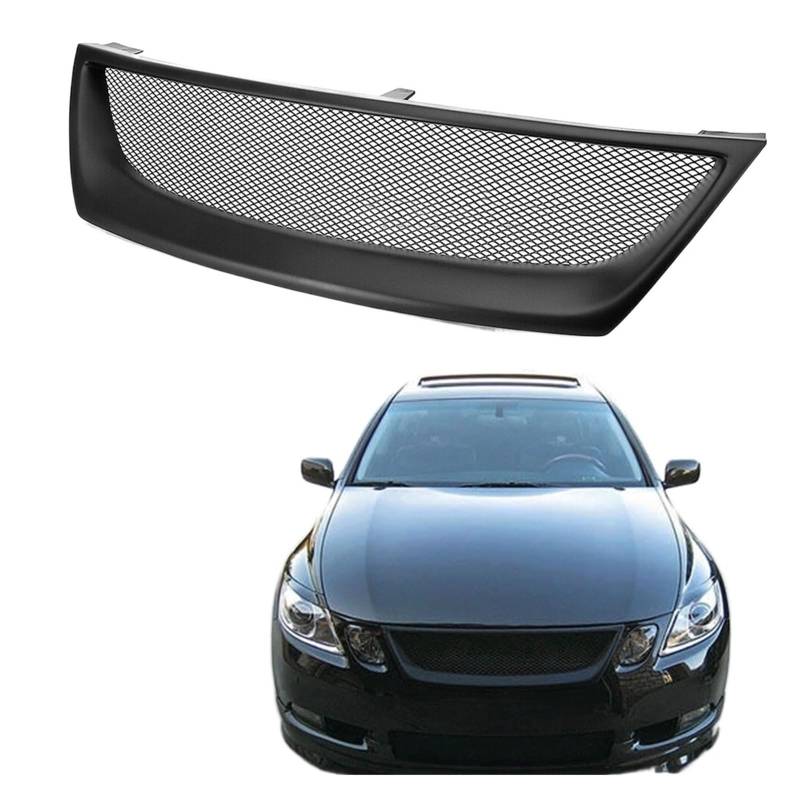 Autogrill Frontgrill kompatibel for Lexus GS GS300 GS350 GS430 GS450h 2006–2007 4-Türer F Sport, Mattschwarz, obere Stoßstangenhaube, Netzgitter von LXCHOU