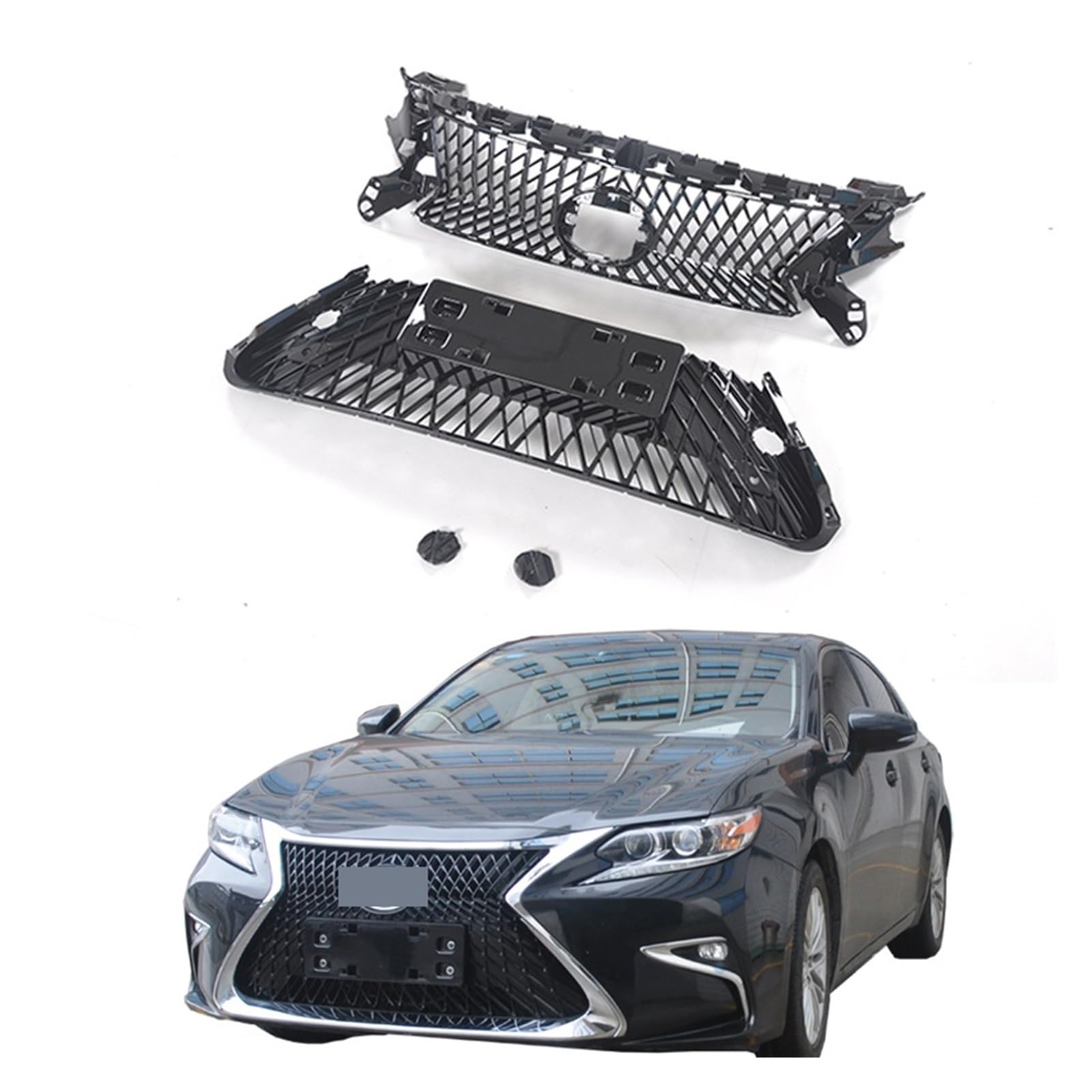 Fabrik ABS Frontgrill kompatibel for Lexus ES 2015-2017 Lexus ES250 ES300H ES Upgrade Lexus LS/ES F-Sports(15-17 ES Black) von LXCHOU