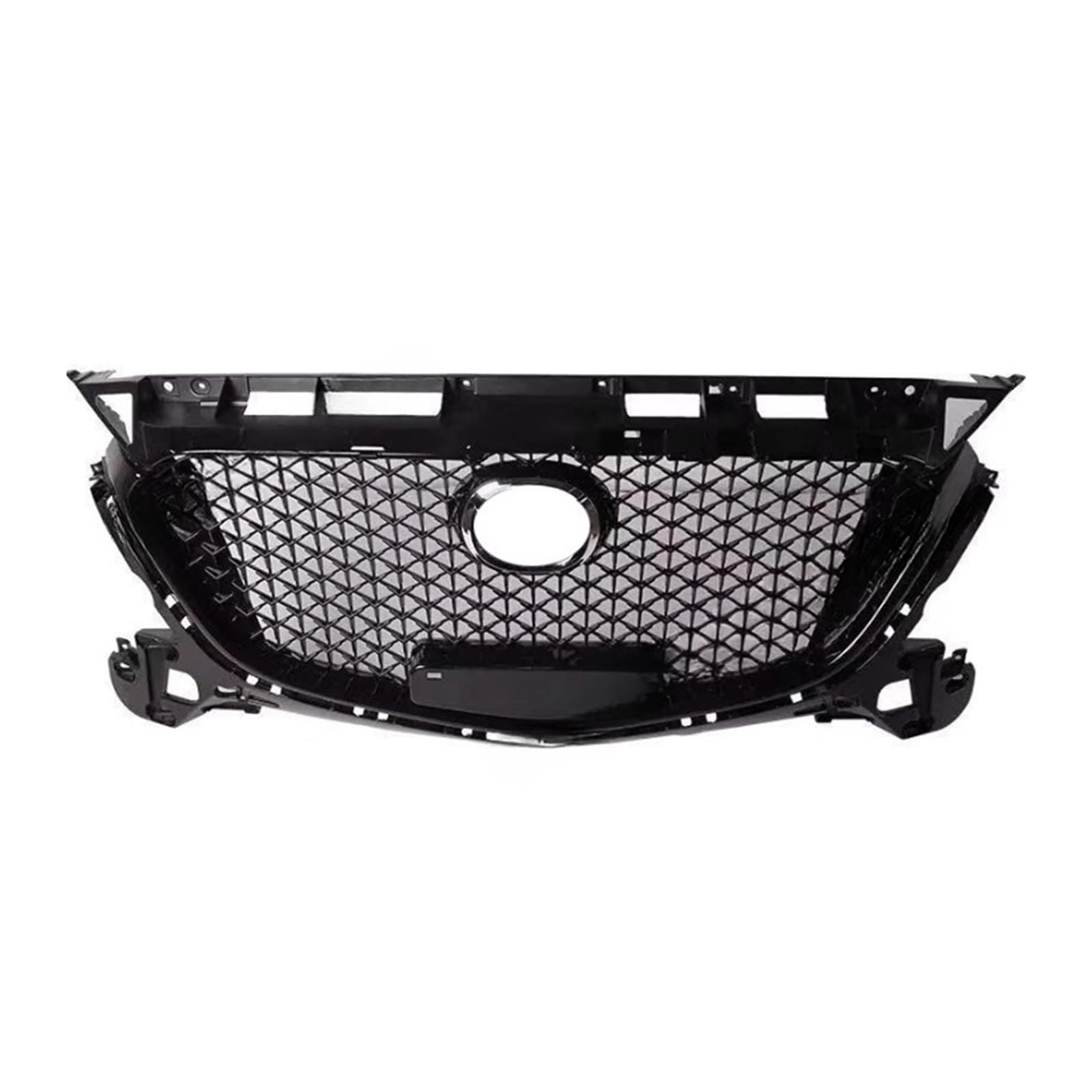 Kompatibel for Mazda 3 Axela Limousine 2014–2016, Schwarze Waben-Stoßstange, Grill, Dekoration, Auto-Zubehör von LXCHOU