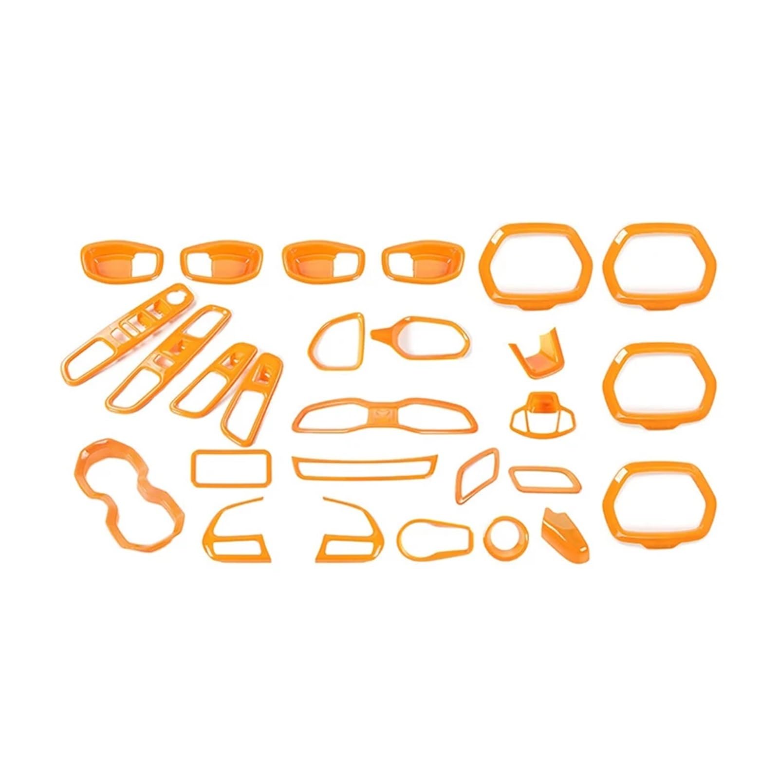 LXCHOU 31 Stück Auto-Innendekorations-Abdeckungs-Zubehör, kompatibel for Jeep Renegade 2016 2017 2018, Mittelkonsolen-Luftauslass-Trim-Aufkleber(31 pcs Orange) von LXCHOU