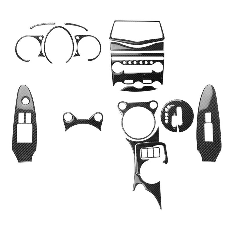 LXCHOU Armaturenbrett-Schaltknauf, Getränkehalter, Navigation, Klimaanlage, Panel, echte Kohlefaser, Aufkleber, kompatibel for Nissan 370Z Z34 2009+(LHD 17 Pieces Set) von LXCHOU