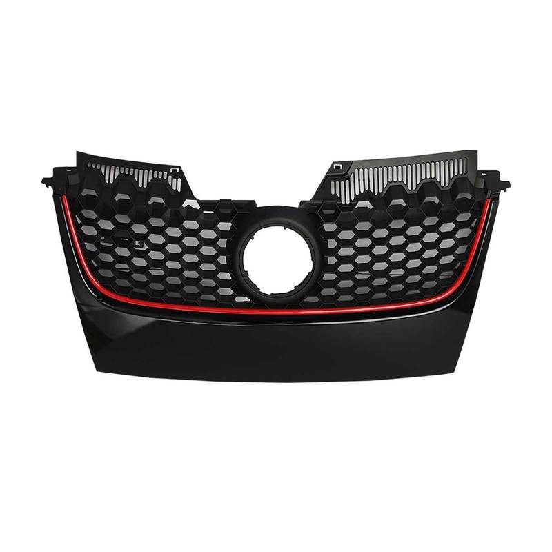 LXCHOU Auto-Frontstoßstangen-Mittelgrill, kompatibel for VW Golf 5 MK5 Jetta GTI 2006–2009, Waben-Obergrill vorne, Racing-Grills(Red Line) von LXCHOU