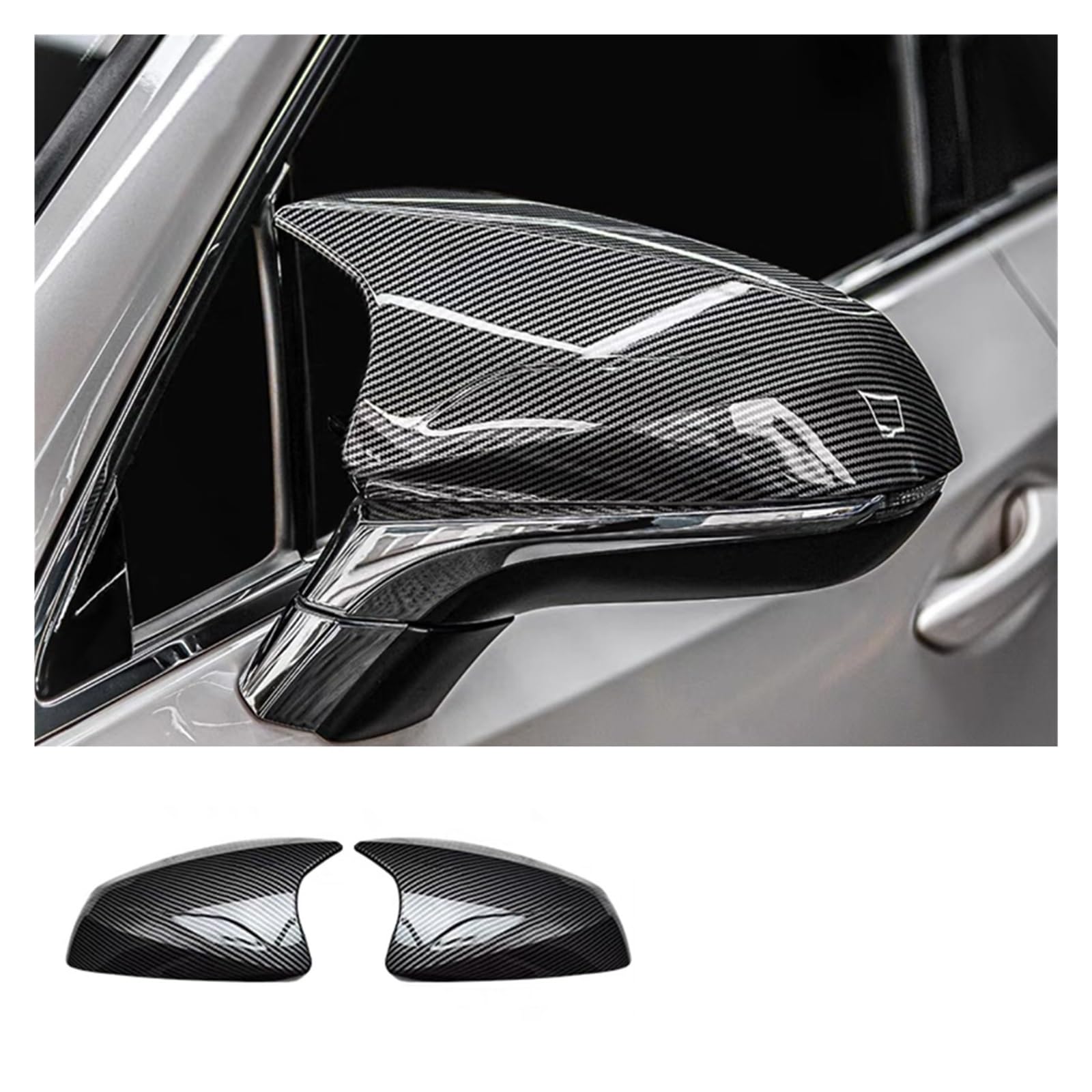 LXCHOU Auto Rückspiegel Abdeckung Trim Ox Horn ABS Seite Rückspiegel Shell Cap Kompatibel for Lexus RX 2016-2022 NX 2015-2022(Carbon Fiber look) von LXCHOU