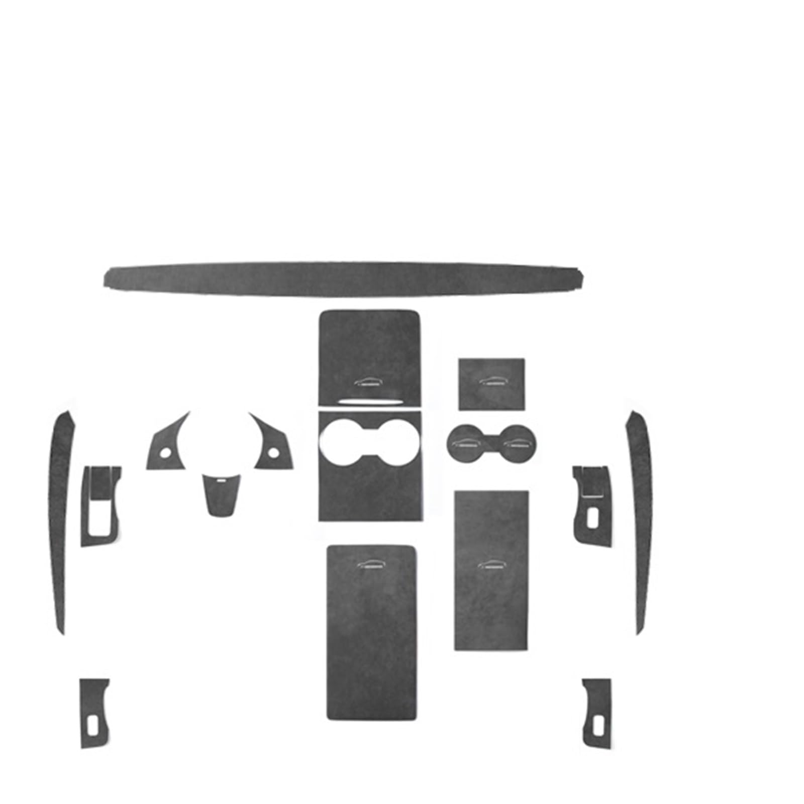 LXCHOU Innenverkleidungsaufkleber, kompatibel for Tesla Modell 3 Modell Y 2023–2018, zentrale Steuerung, Armaturenbrett, Türseitenabdeckung(9002 Black 18pcs) von LXCHOU