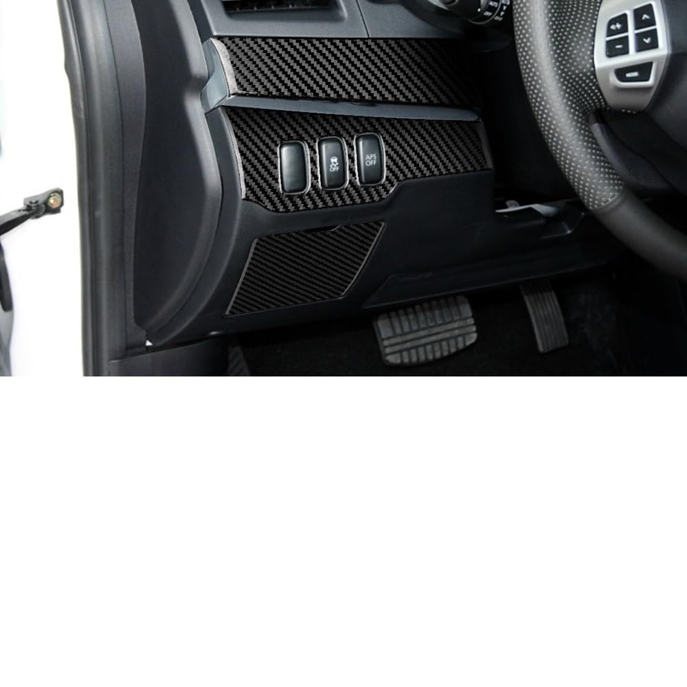 LXCHOU Kohlefaser kompatibel for Mitsubishi Lancer 2008–2015 Zubehör Innenverkleidung Auto Center Dash Trim Dim Scheinwerfer Schalter Abdeckung Aufkleber(Black Carbon) von LXCHOU