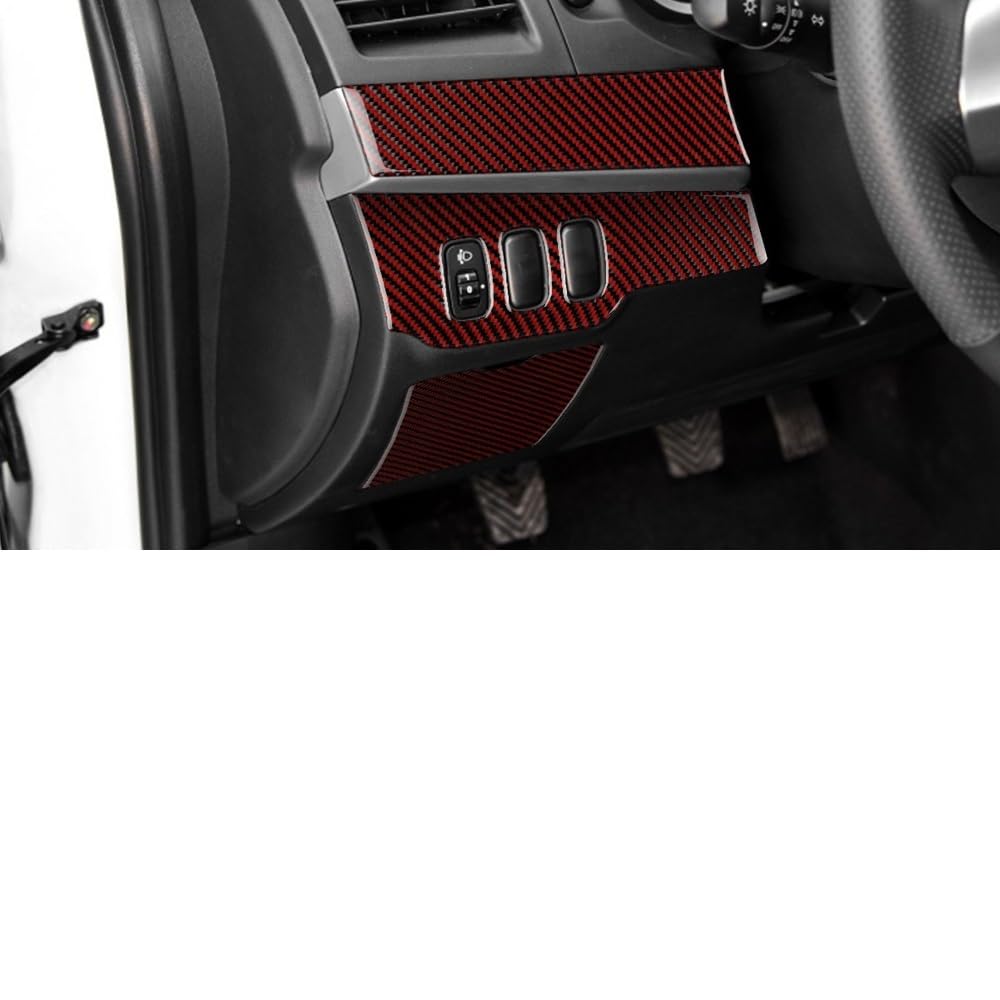 LXCHOU Kohlefaser kompatibel for Mitsubishi Lancer 2008–2015 Zubehör Innenverkleidung Auto Center Dash Trim Dim Scheinwerfer Schalter Abdeckung Aufkleber(Black with Red) von LXCHOU