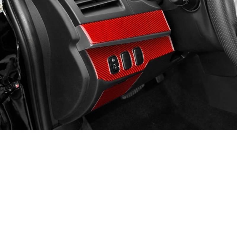 LXCHOU Kohlefaser kompatibel for Mitsubishi Lancer 2008–2015 Zubehör Innenverkleidung Auto Center Dash Trim Dim Scheinwerfer Schalter Abdeckung Aufkleber(Red Carbon) von LXCHOU