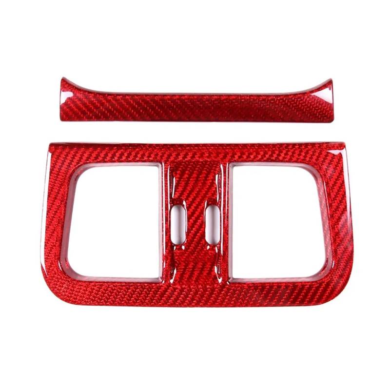 LXCHOU Kompatibel for Maserati Grecale 2022 Auto Styling Real Carbon Fiber Auto Hinten Air Outlet Rahmen Abdeckung Vent Trim Aufkleber Auto zubehör(Red Carbon Fiber) von LXCHOU