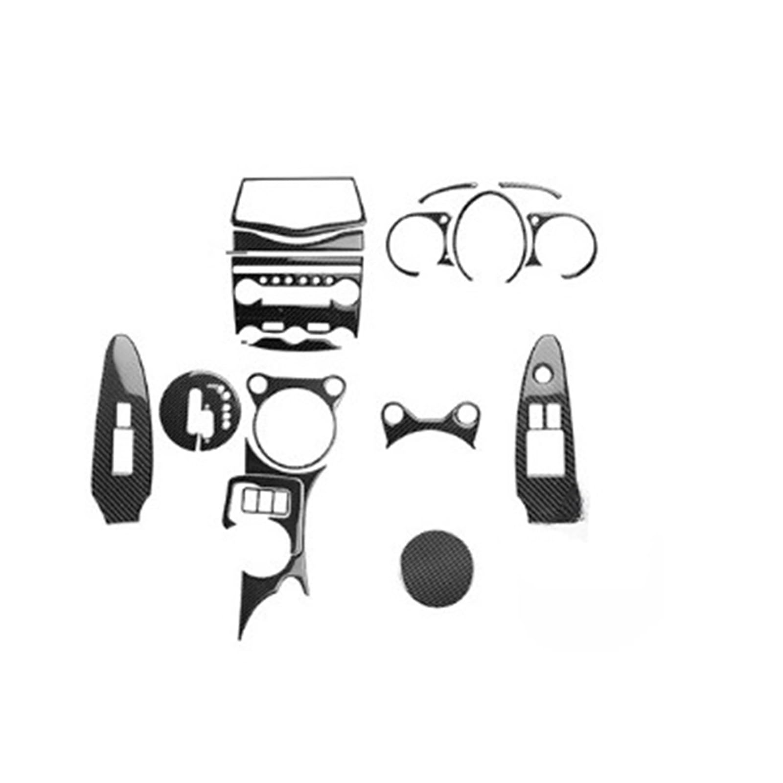 LXCHOU Kompatibel for Nissan 370Z Z34 2009+, Zentralsteuerung, Schaltknauf, Klimaanlage, Navigation, Heben, echte Kohlefaser-Aufkleberverkleidung(RHD 18 Pieces Set) von LXCHOU