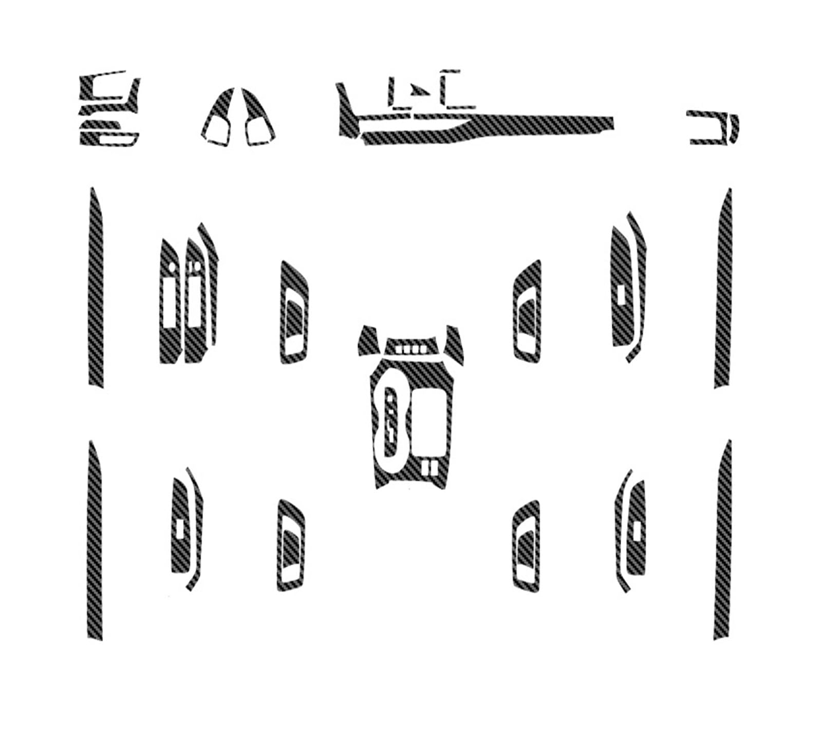 LXCHOU Kompatibel for Toyota Highlander Kluger XU50 XU70 2015-2025Auto Innen Aufkleber Heben Fenster Panel Aufkleber Getriebe Panel Innere Tür griffFilm(Carbon Black 15-20) von LXCHOU