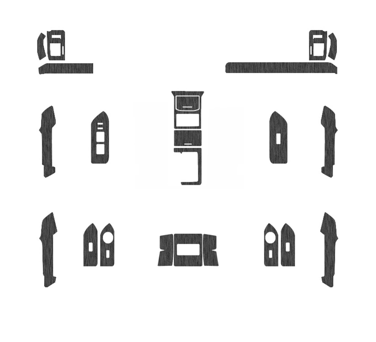 LXCHOU Kompatibel for Toyota Prado J150 2010–2022, Auto-Innenaufkleber, Hebefenster-Panel-Aufkleber, Getriebe-Armaturenbrett-Folie, internes Auto-Zubehör(Black C) von LXCHOU