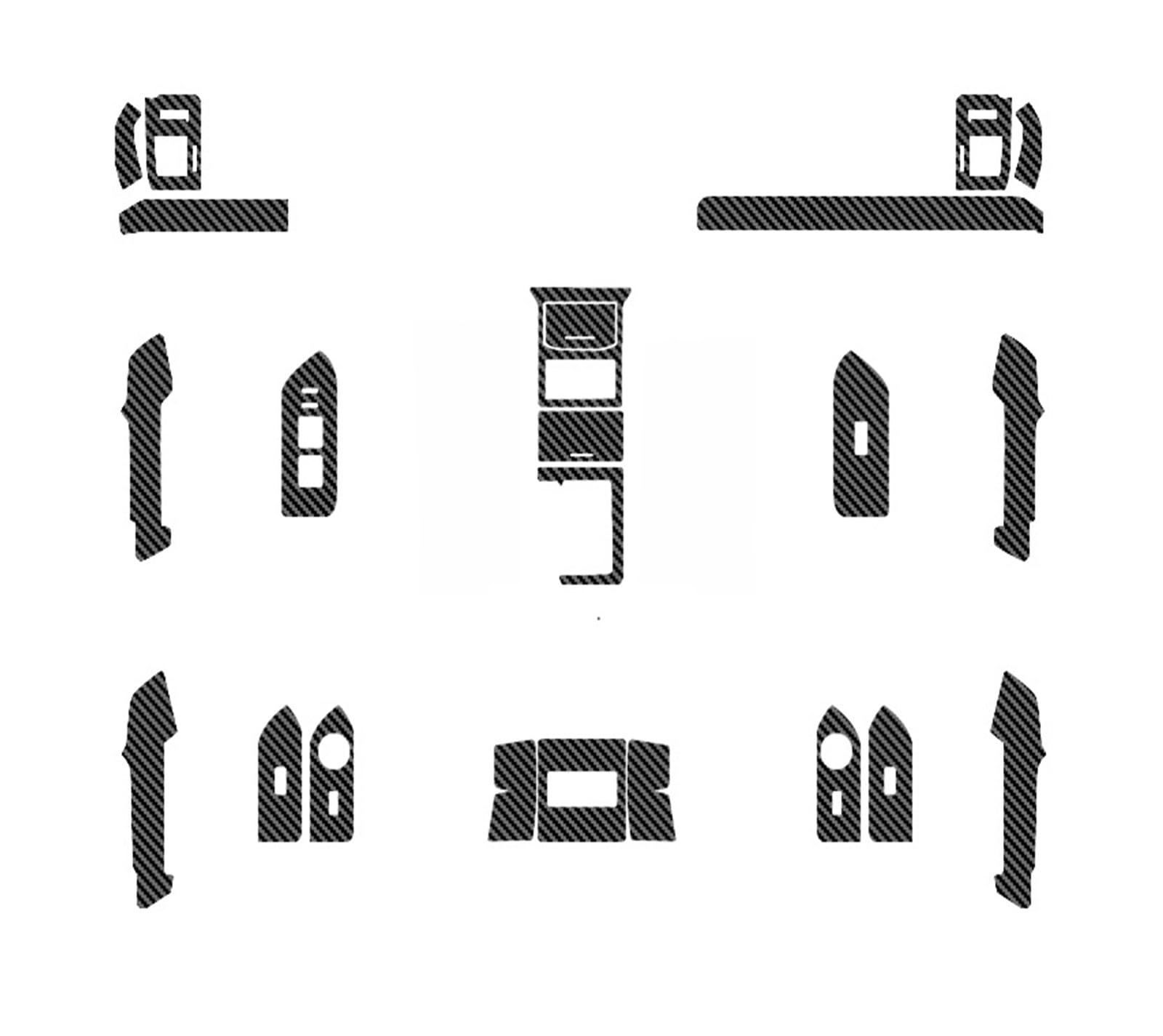 LXCHOU Kompatibel for Toyota Prado J150 2010–2022, Auto-Innenaufkleber, Hebefenster-Panel-Aufkleber, Getriebe-Armaturenbrett-Folie, internes Auto-Zubehör(Carbon Black C) von LXCHOU