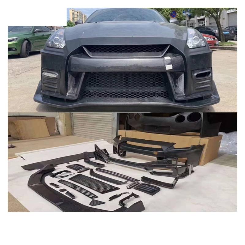 LXCHOU N-Stil Kohlefaser oder PP FRP Material vorne Stoßstange hinten Seitenschweller Spoiler kompatibel for Nissan GTR R35 Auto Tuning 2009–2017(Unpainted PP) von LXCHOU