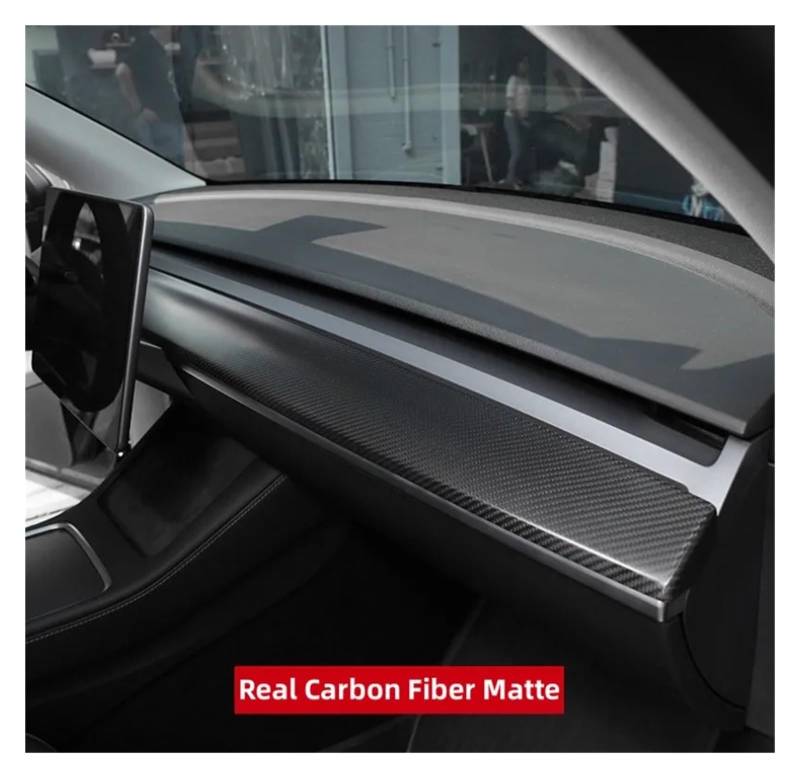 LXCHOU Real Carbon Fiber Kompatibel for Tesla Modell Y 3 Dashboard Tür Trim Abdeckung Aufkleber Dry Carbon Matte Glänzend Auto Dekoration Modifikation(Dashboard Matte) von LXCHOU