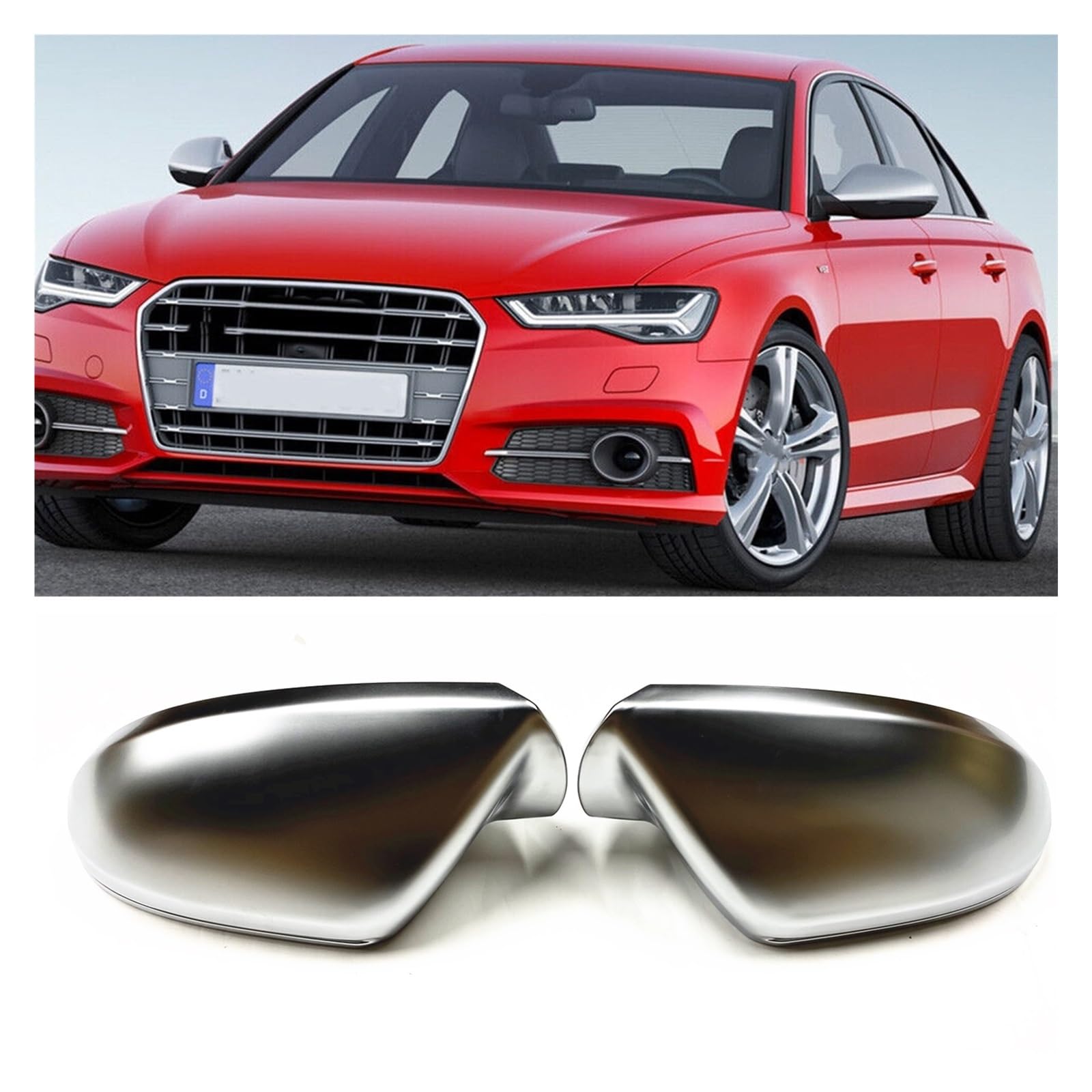 LXCHOU Rückspiegel-Abdeckkappe for Auto, kompatibel mit Audi A6 S6 C7 2012–2019, Silber von LXCHOU