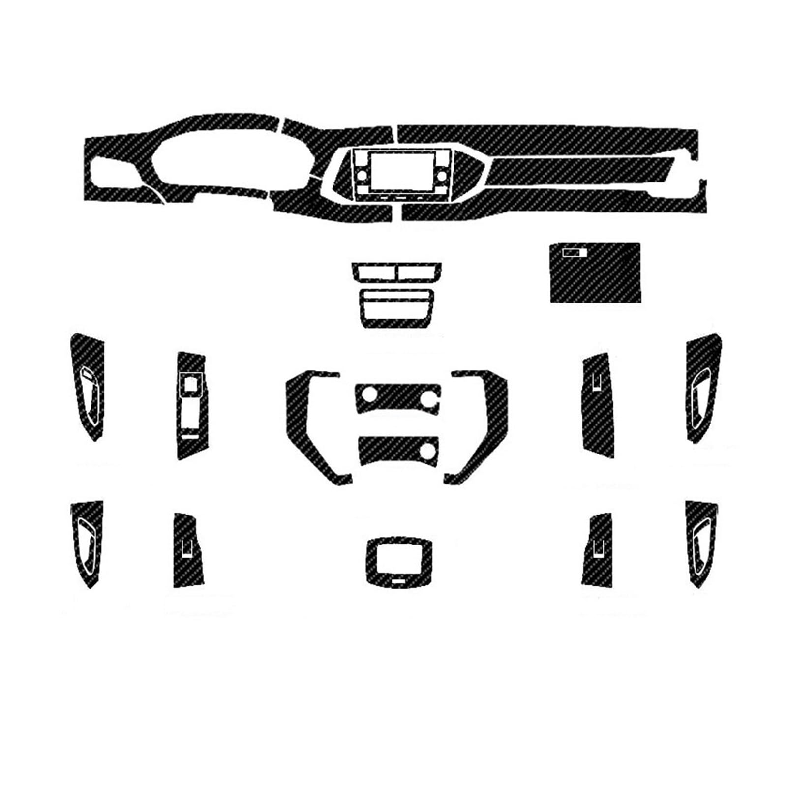 LXCHOU Vollständiger Satz Innen-Carbonfaser-Mittelkonsole, langlebiger Wrap-Schutz, Vinyl-Dekorationsaufkleber, kompatibel mit VW T-Cross(Black) von LXCHOU