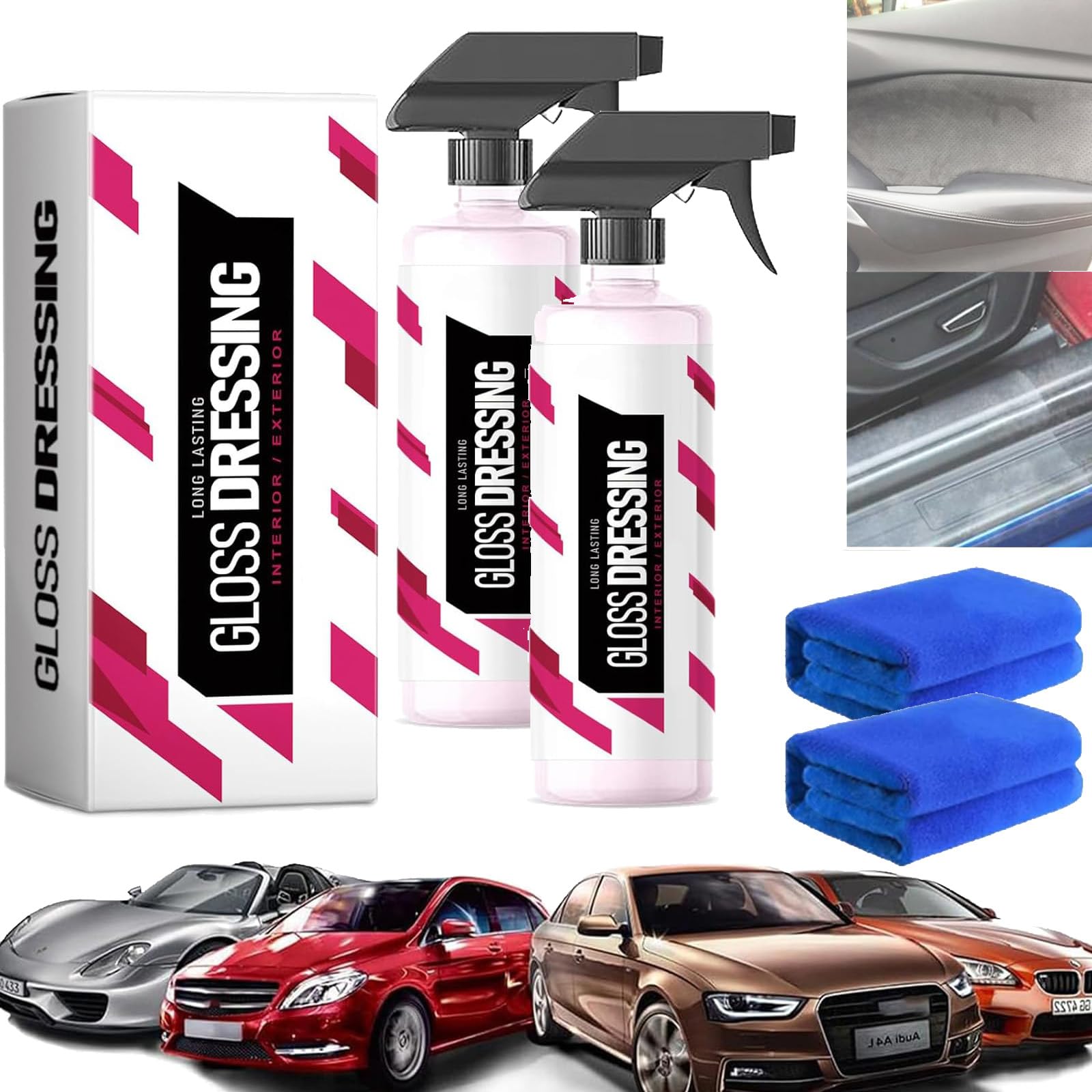 LXCJZY Gloss Dressing - Plastic, Gloss Dressing Spray, Trim & Tire Dressing - Restore Faded Plastics, Plastic Restorer for Cars Ceramic Plastic Coating, Plastic Trim Restorer, Buff for Shine. (2PCS) von LXCJZY