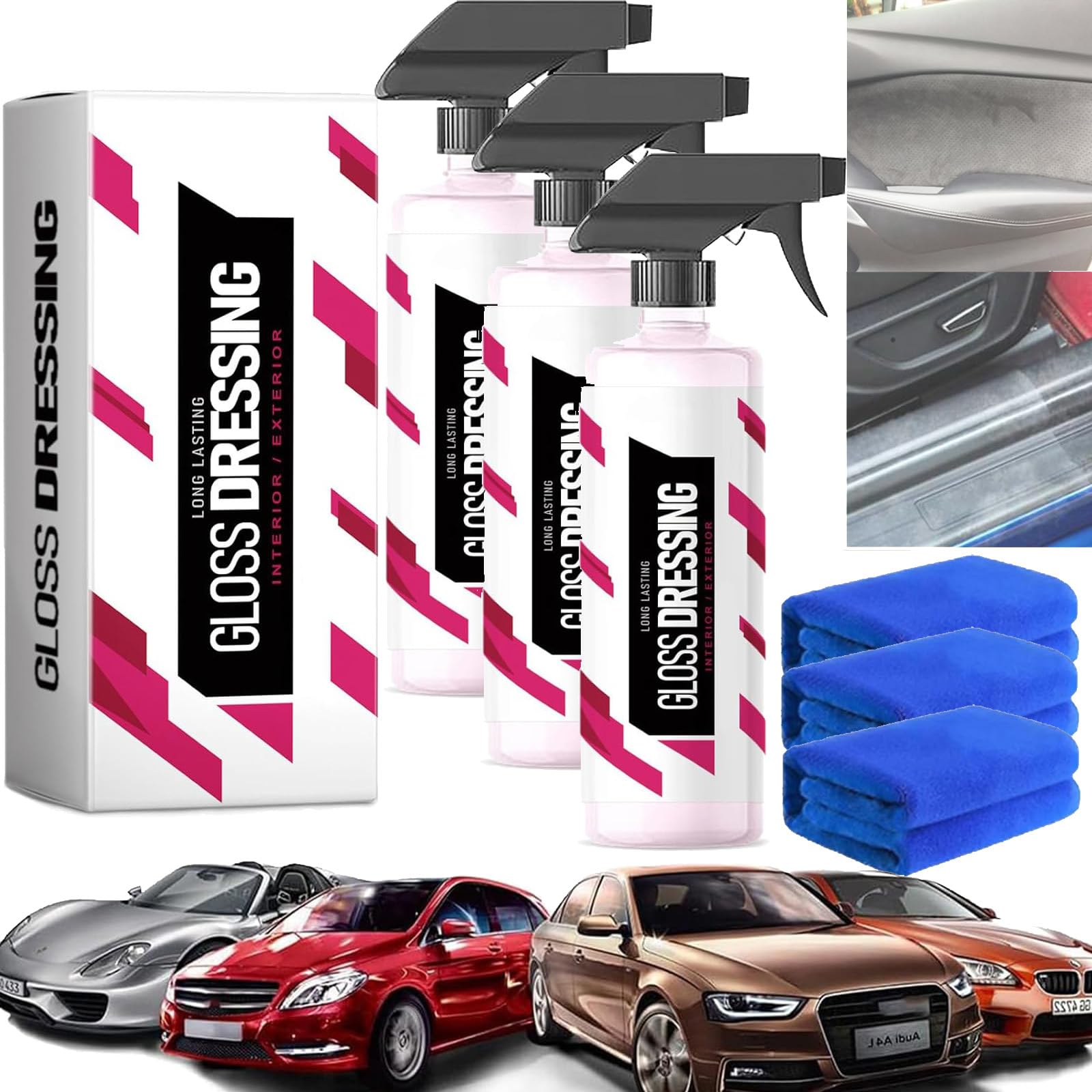 LXCJZY Gloss Dressing - Plastic, Gloss Dressing Spray, Trim & Tire Dressing - Restore Faded Plastics, Plastic Restorer for Cars Ceramic Plastic Coating, Plastic Trim Restorer, Buff for Shine. (3PCS) von LXCJZY