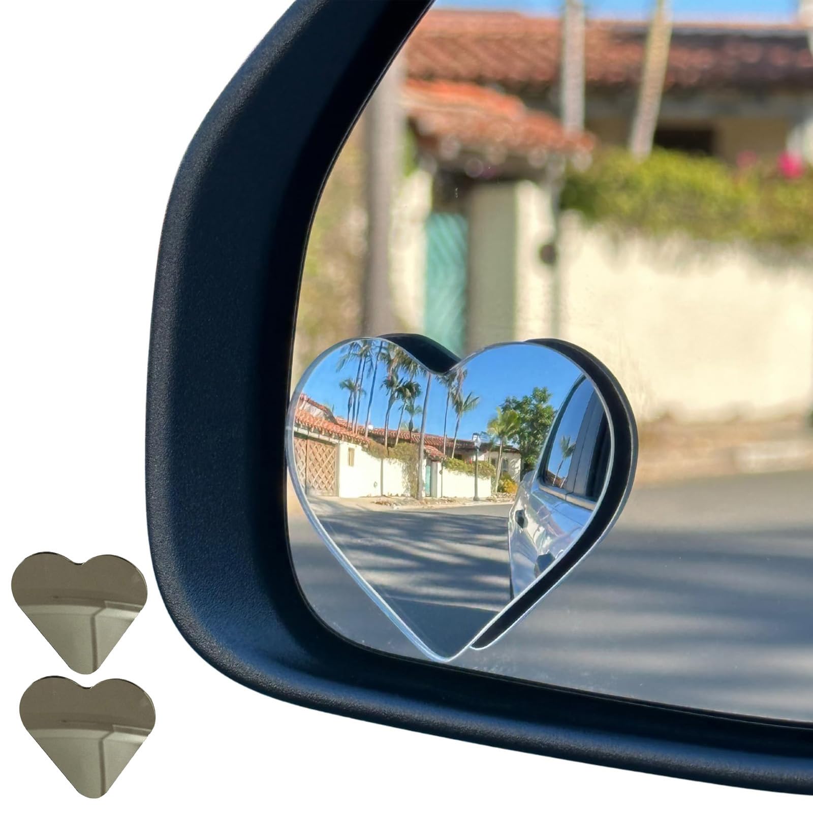 LXCJZY Heart Blind Spot Mirror, Heart Shaped Blind Spot Mirrors for Cars – Convex Rearview Mirror, Car Framless Blind Spot Mirror 360 Degree Wide Angle Convex Mirror for Cars, SUVs, Trucks (2PCS) von LXCJZY