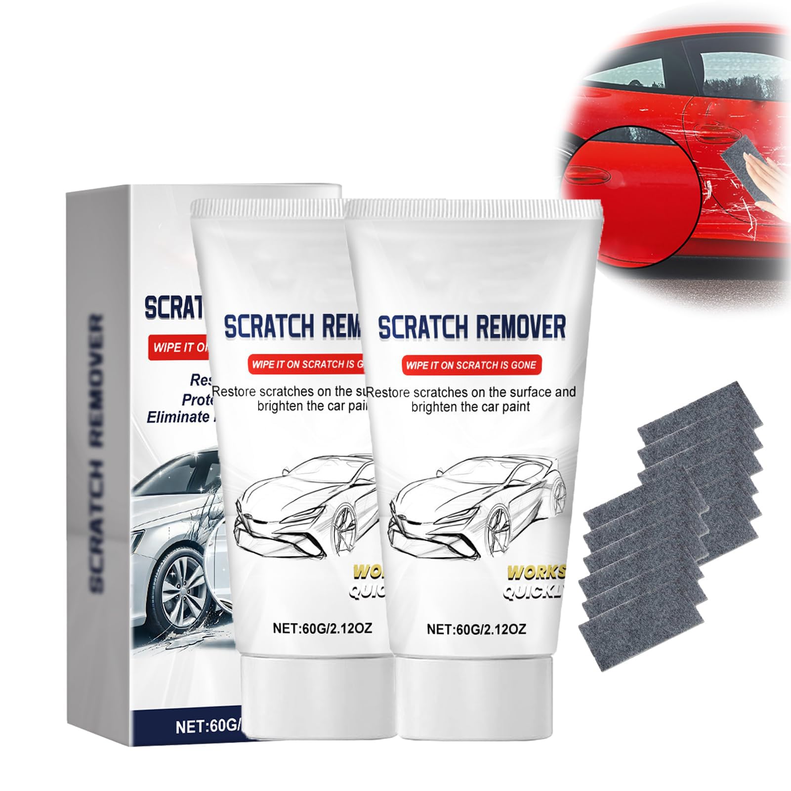 LXCJZY Nano Sparkle Cloth Car Scratch Remover, 2024 Upgrade Car Scratch Repair Paste,Car Scratch Repair Paste Polishing Wax Nano Sparkle Cloth for Car Scratches (2PCS) von LXCJZY