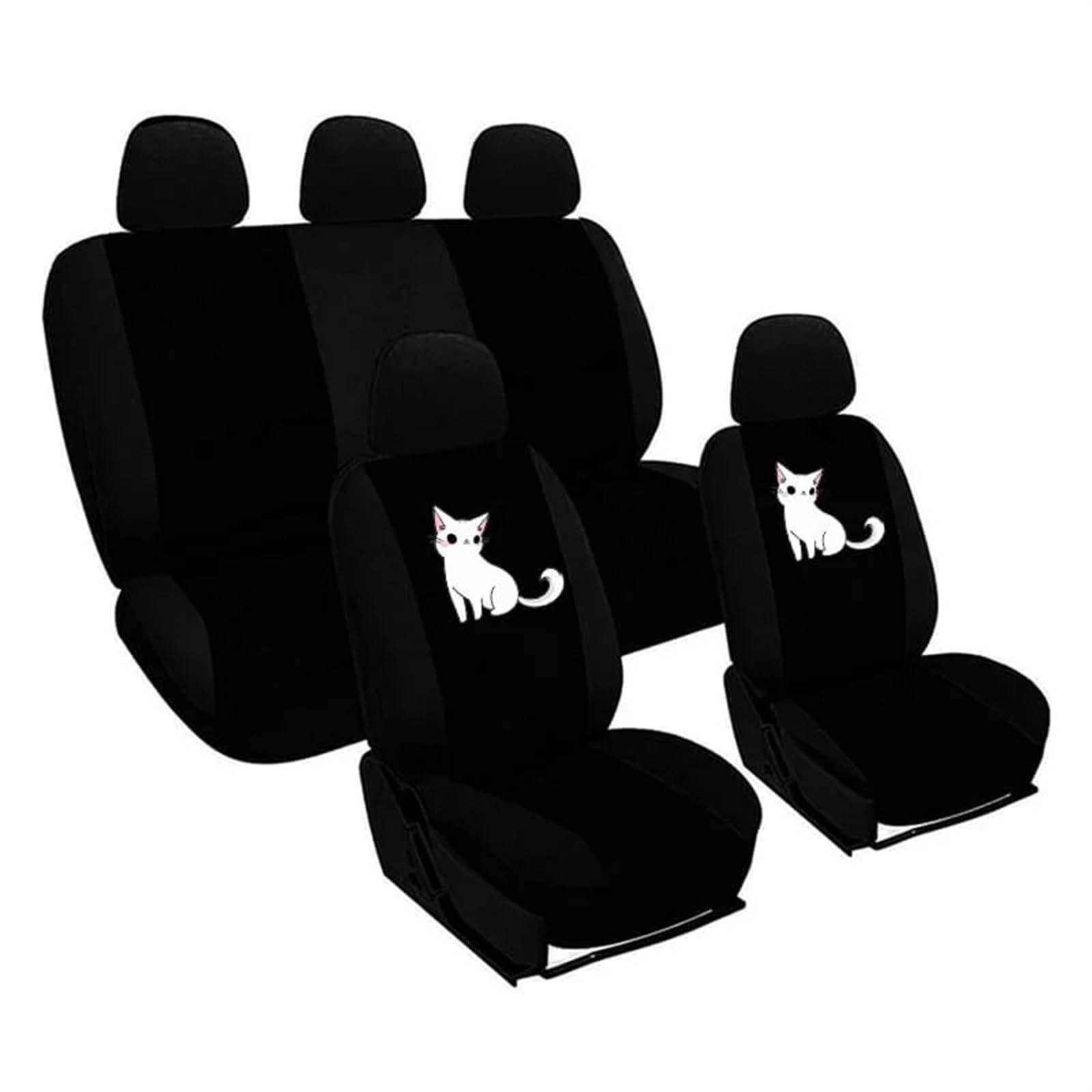 LXHZSY autositzbezüge Niedliche Katze Bedruckte Universal-Sitzbezüge for die Vorderseite des Autos/vollständiger Autositzbezug 2/4/9 Stück Autositzschutzbezüge (Color : Black (5 Full seat)) von LXHZSY