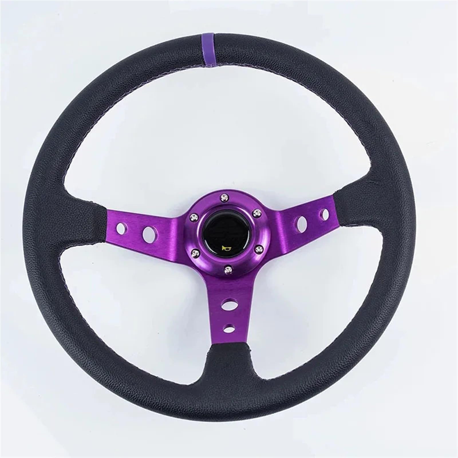 Universal-Lenkrad, 350 mm, Wildleder/PVC, für Autorennen, tiefes Mais-Driften, Sportlenkrad (PVC, Violett) von LXHZSY