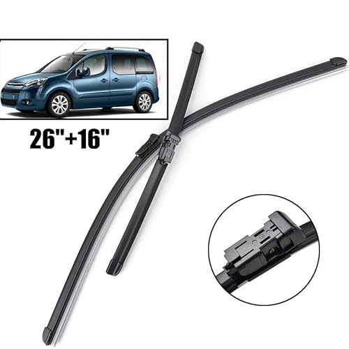 Scheibenwischer RHD & LHD Frontwischerblätter for Citroen Berlingo B9 2008-2018 Windschutzscheibe Windschutzscheibe Frontscheibe 26 "+ 16"(Left Hand Drive) von LXURY