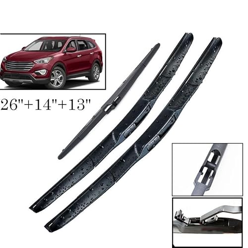 Scheibenwischer vorne und hinten Wischerblätter Set Kit for Hyundai Santa Fe DM 2012-2017 Windschutzscheibe Windschutzscheibe Fenster 26 "+ 14" + 13 " von LXURY