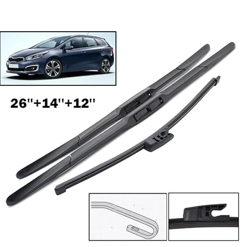 Scheibenwischer vorne und hinten Wischerblätter Set Kit for KIA Cee'd Ceed 2012 2013 2014 2015 2016 2017 Windschutzscheibe Windschutzscheibe 26 "14" 12 " von LXURY