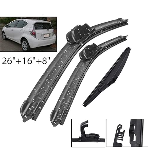 Scheibenwischer vorne und hinten Wischerblätter Set Kit for Toyota Prius C 2011–2018 Windschutzscheibe Windschutzscheibe Heckscheibe 26 "+ 16" + 8 " von LXURY