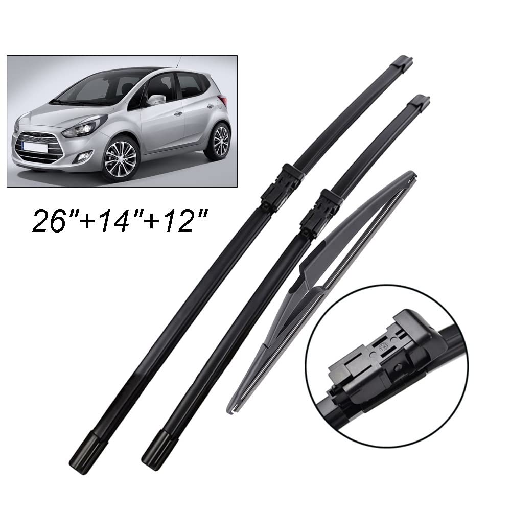 Scheibenwischer vorne und hinten Wischerblätter Set for Hyundai IX20 2010-2017 Windschutzscheibe Windschutzscheibe Fenster 26 "+ 14" + 12 " von LXURY