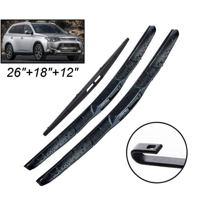 Scheibenwischer vorne und hinten Wischerblätter Set for Mitsubishi Outlander MK3 2013-2016 2017 2019 Windschutzscheibe Windschutzscheibe 26 "+ 18" + 12 " von LXURY