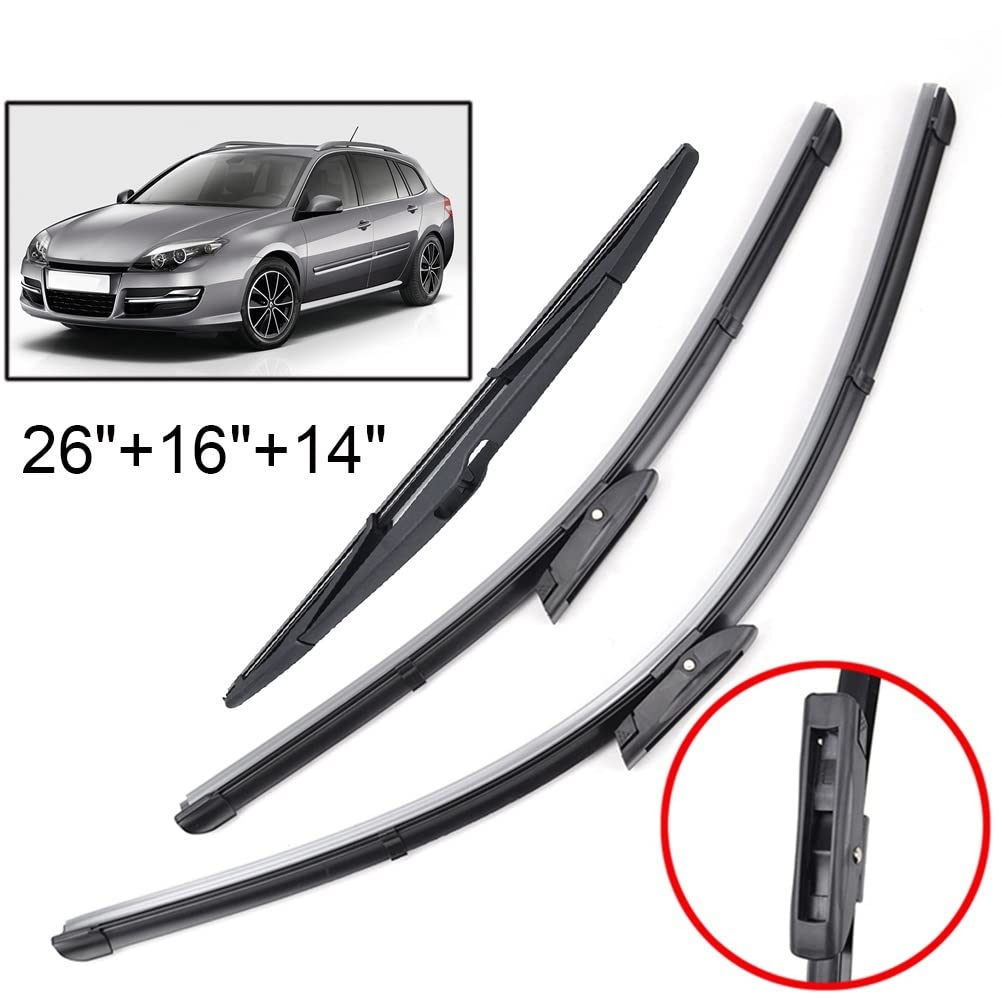 Scheibenwischer vorne und hinten Wischerblätter Set for Renault Laguna 3 Grandtourer 2007–2015 Windschutzscheibe Windschutzscheibe Fenster 26 "16" 14" von LXURY