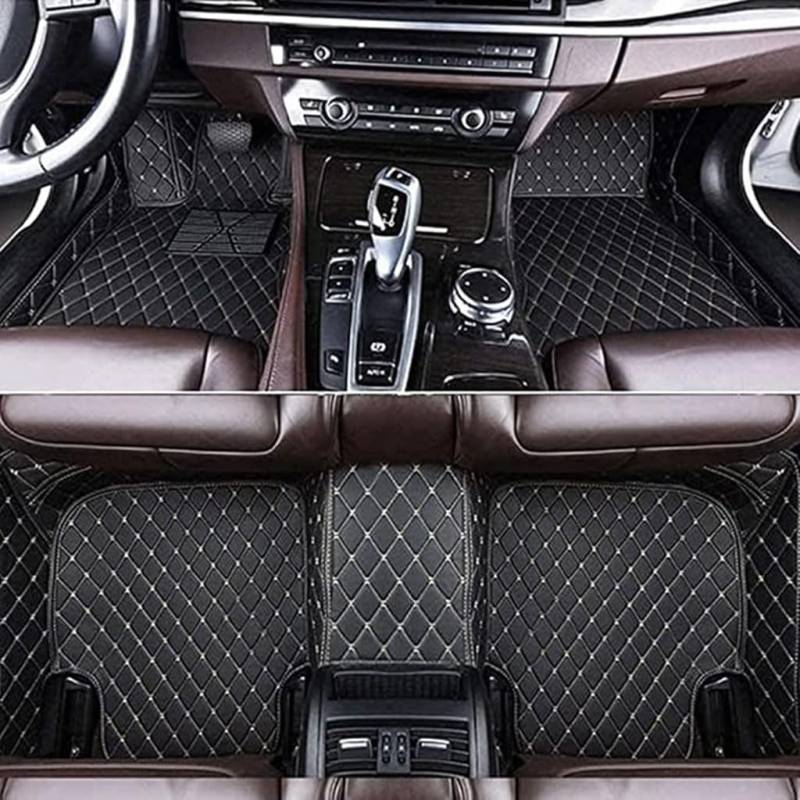 Fussmatten Auto für Audi Q7(7seats) 2006-2015, Voller Bedeckter Schutz Liners wasserdichte rutschfeste Leder Set Innenraum Auto Zubehör, Black-White von LXWUVIDD