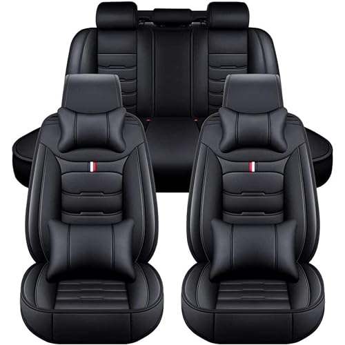 Auto Sitzbezügesets, für BMW M5 E60 2003-2009 5-Sitzer Luxus Full Set PU Leder Auto Sitzbezüge Allwetter Vorne und Hinten Wasserdicht Autozubehör,Black-Luxurious_Set von LXXH