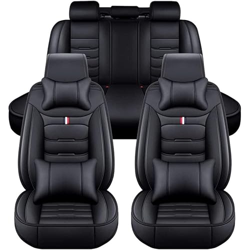 Auto Sitzbezügesets, für BMW M5 E60 2003-2009 5-Sitzer Luxus Full Set PU Leder Auto Sitzbezüge Allwetter Vorne und Hinten Wasserdicht Autozubehör,Black-Luxurious_Set von LXXH