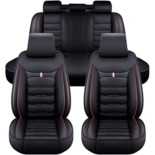 Auto Sitzbezügesets, für Ford Ranger 2003-2019 5-Sitzer Luxus Full Set PU Leder Auto Sitzbezüge Allwetter Vorne und Hinten Wasserdicht Autozubehör,Black_red-Standard_Set von LXXH