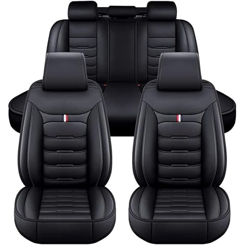 Auto Sitzbezügesets, für Mercedes A160 A180 A190 A200 A220 A250 5-Sitzer Luxus Full Set PU Leder Auto Sitzbezüge Allwetter Vorne und Hinten Wasserdicht Autozubehör,Black-Standard_Set von LXXH