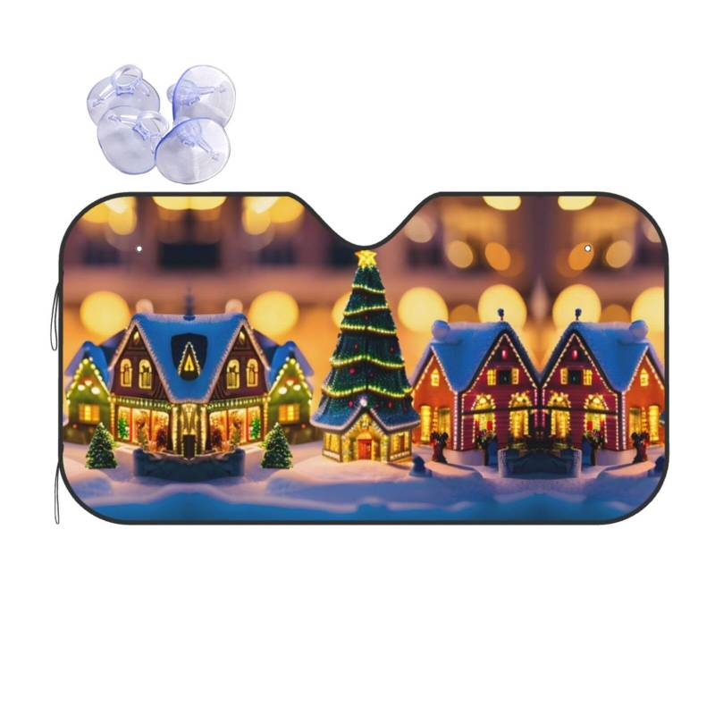 Christmas Village Windschutzscheiben-Sonnenschutz, Auto-Frontscheibe, Sonnenschutz, UV-Visier, einziehbarer Auto-Sonnenschutz für von LXqlSS