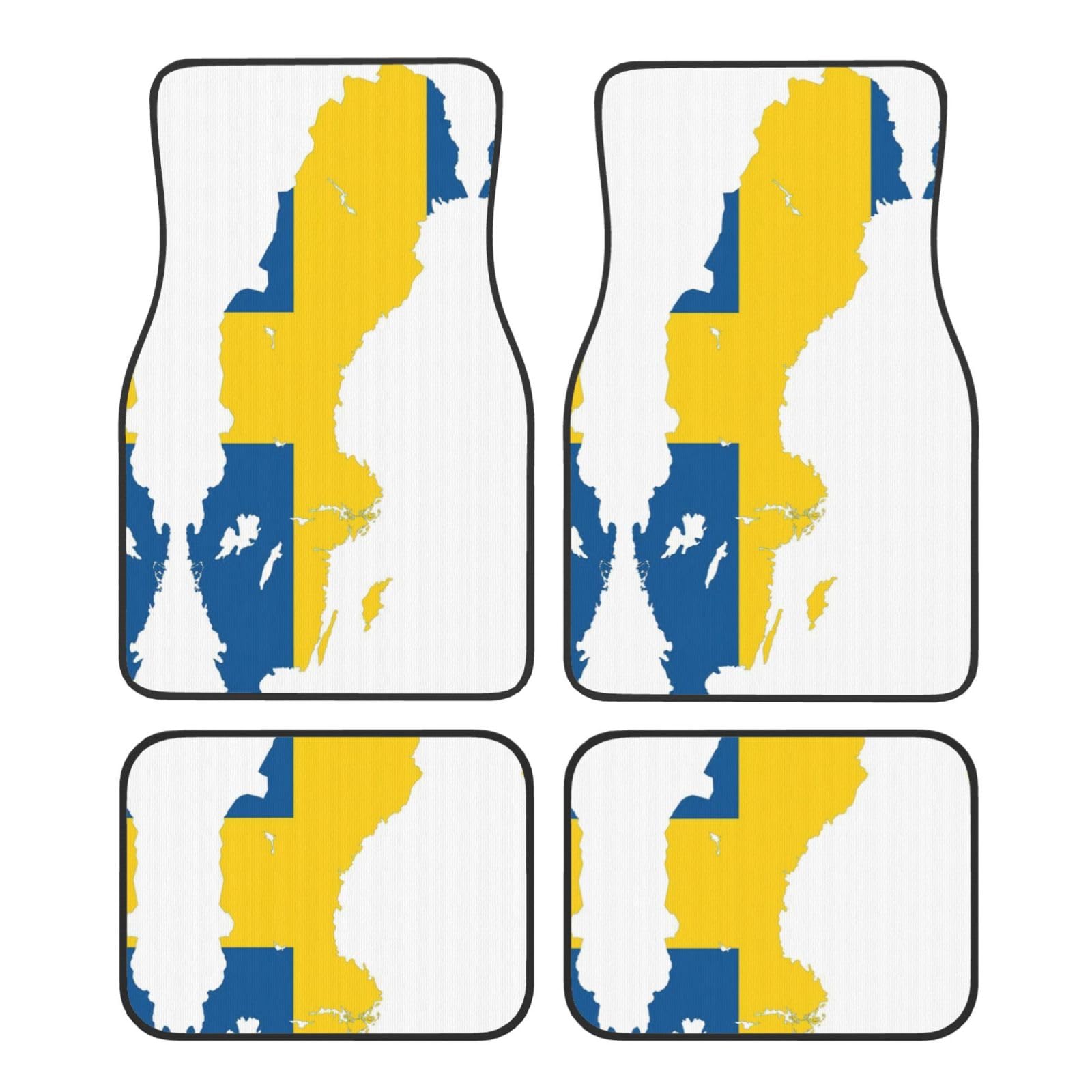 Fußmatten mit schwedischer Flagge, Kartendruck, für Autozubehör, Automatten, Allwetter, passend für LKW, SUV, Fahrzeug von LXqlSS