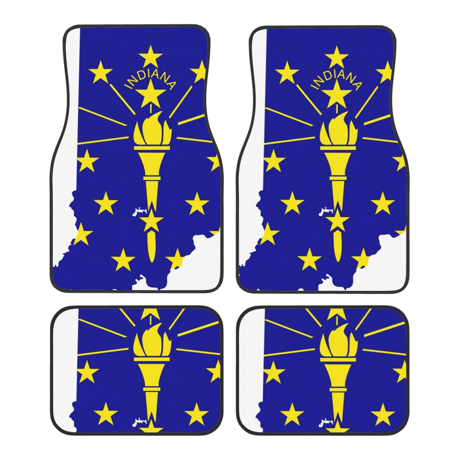 Indiana State Flag Map Print Fußmatten für Autozubehör Automatten Allwetter passend für LKW SUV Fahrzeug Automotive von LXqlSS