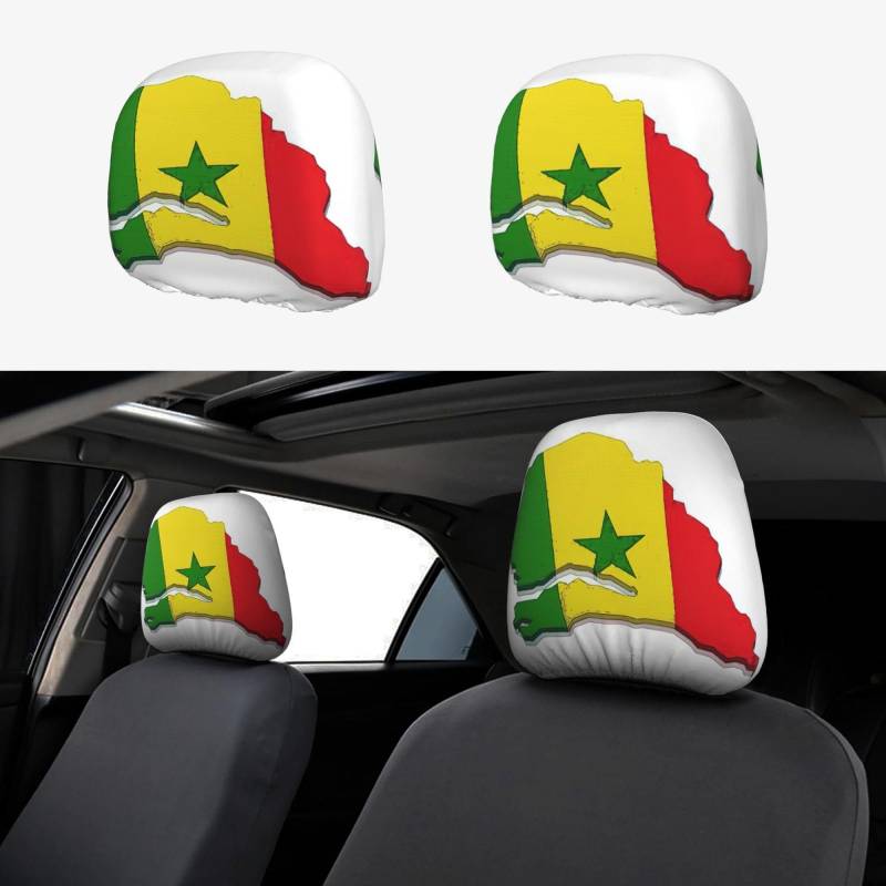 LXqlSS Kopfstützenbezüge für Auto, Motiv: Senegal-Flagge, atmungsaktiv, dehnbar, Autozubehör für Autositze von LXqlSS