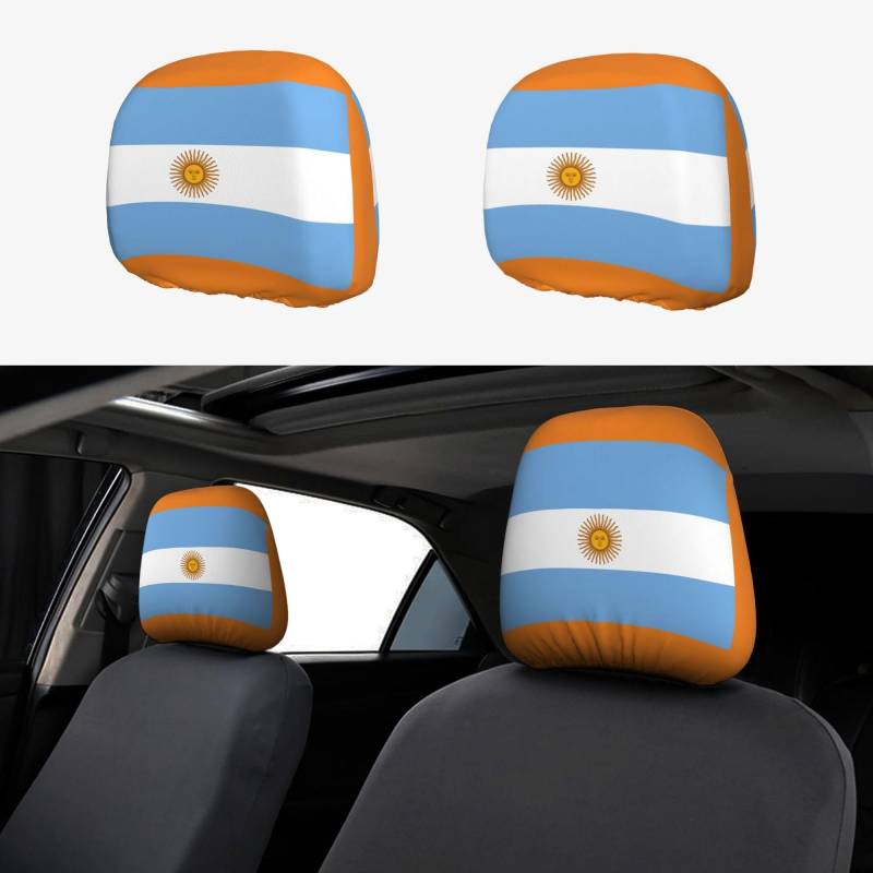 LXqlSS Kopfstützenbezüge mit argentinischer Flagge für Auto, atmungsaktives und dehnbares Autozubehör für Autositze von LXqlSS