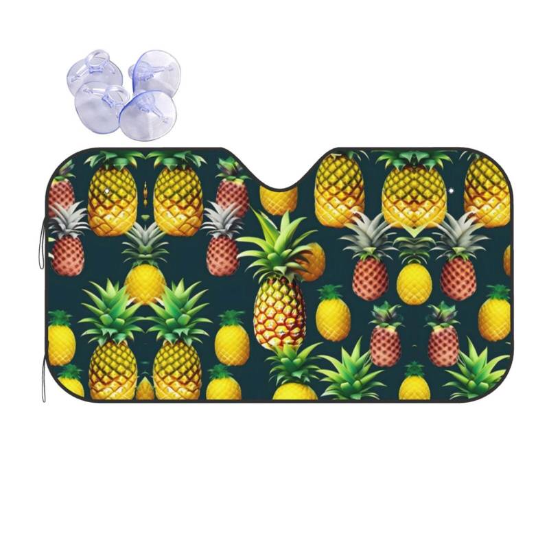 LXqlSS Tropical Fruits Ananas Windschutzscheibe Sonnenschutz Auto Frontscheibe Sonnenschutz Blocker UV Visier einziehbare Automobil-Sonnenblenden für, klein, schwarz von LXqlSS