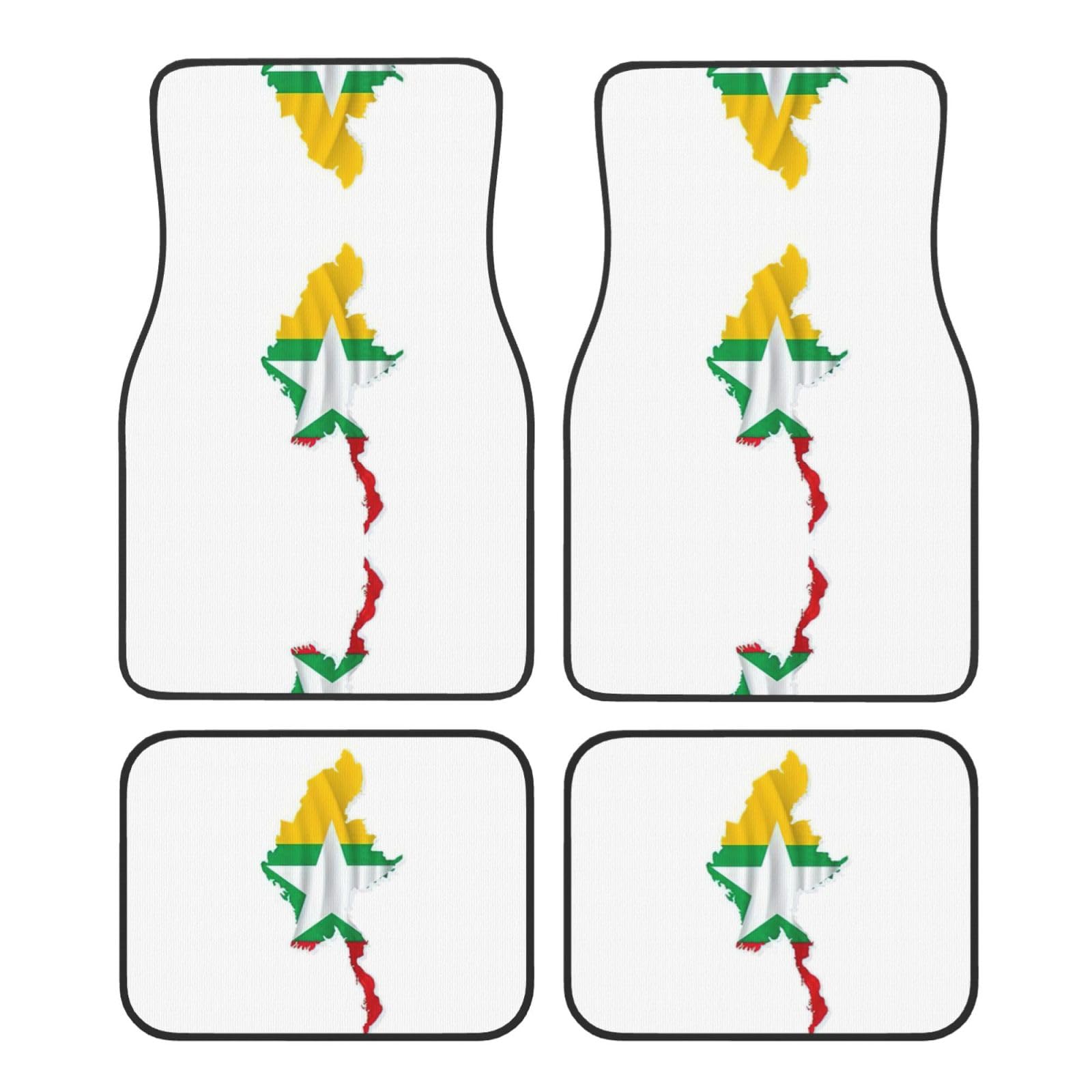 Myanmar Flagge Karte Druck Fußmatten für Auto Zubehör Automatten Allwetter Fit für LKW SUV Fahrzeug Automotive von LXqlSS