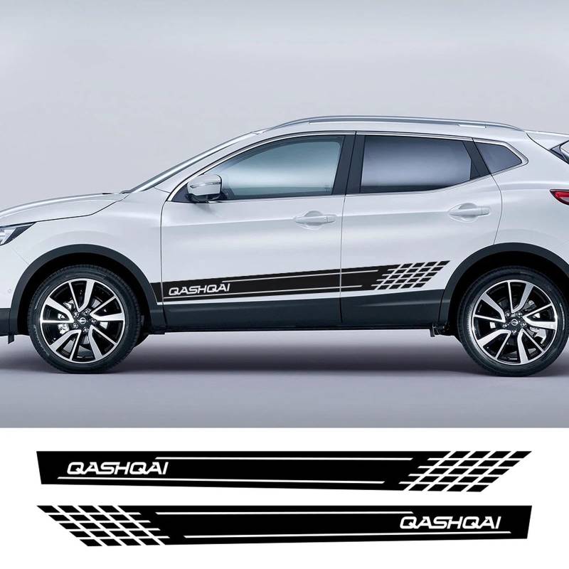 LYABYT 2 STÜCKE/Los Sport Auto Tür Seitenschweller Streifen Aufkleber, für Nissan Qashqai J11 J10 Auto Karosserie Dekoration Aufkleber Auto Styling Zubehör von LYABYT