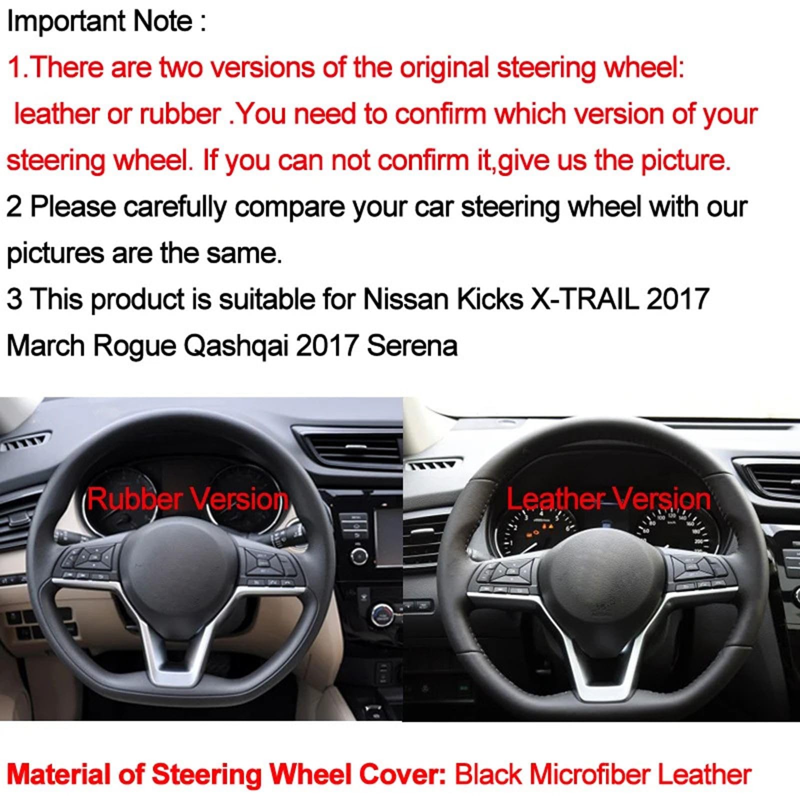 LYABYT DIY Handnähen von Lederlenkradbezug zum Aufflechten des Lenkrads, für Nissan Kicks X-Trail 2017 März Rogue Qashqai von LYABYT