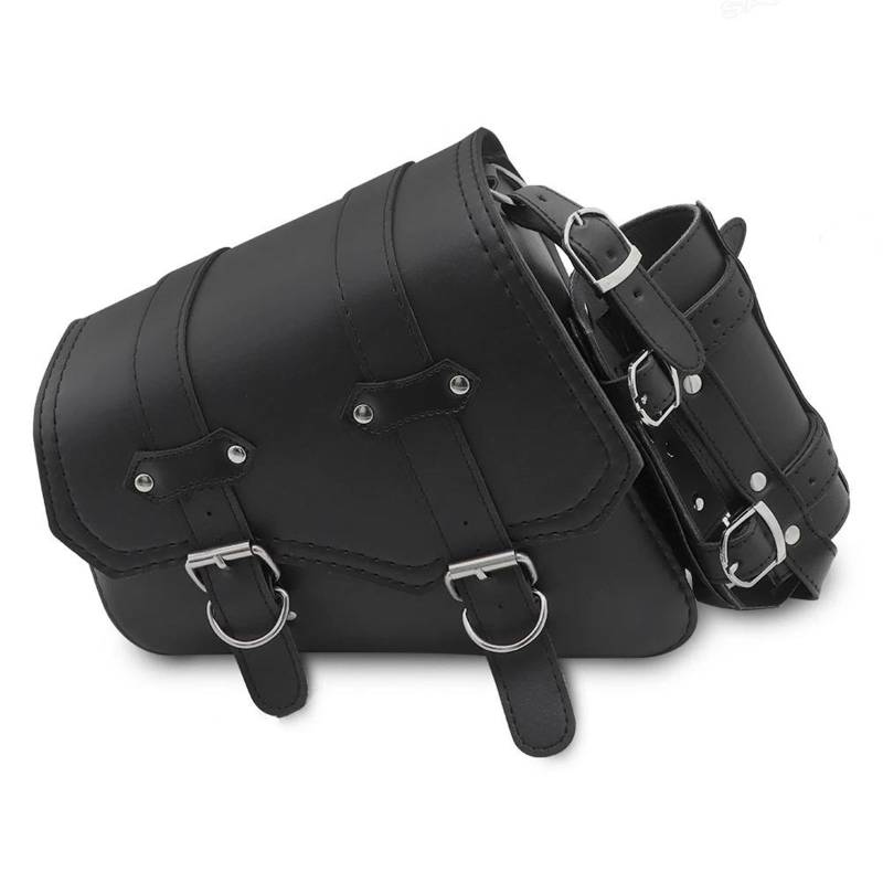 LYBH Aufbewahrungspaket Motorrad-Satteltasche Mit Getränkehalter, Seitentaschen Für Harley Sportster XL 883 1200 Chopper Cruiser Cafe Racer Softail Bobber Seitentasche(SCHWARZ,Groß) von LYBH